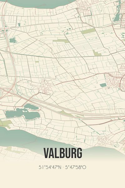 Vintage map of Valburg (Gelderland) by Prints of Place