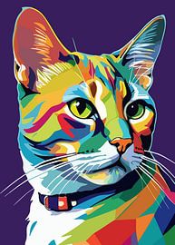 Chat européen à poil court Style Pop Art