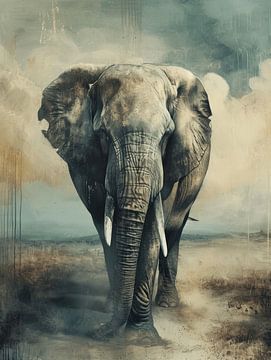 Prints of Time - Elephant in the Mist by Eva Lee