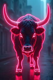 Neon-Schottischer Hochlandrind – Urban Style von DesignByDessie