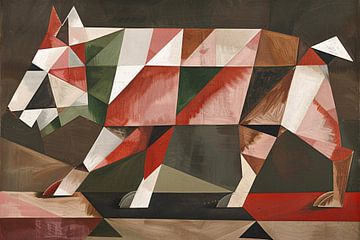 Geometrische Abstracte Wolf in Vlakken van Imperial Art House