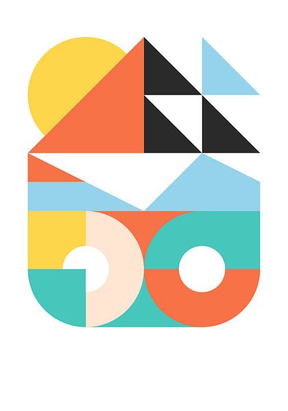 Abstract figuratief geometrisch landschap van Raymond Wijngaard