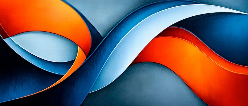 Fließende Formen in Blau und Orange von Poster Art Shop