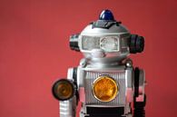 Vintage toy robot on red by Jolanda Grutter thumbnail