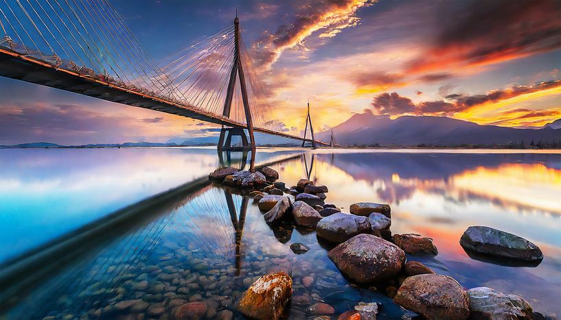 Sea with a bridge by Mustafa Kurnaz