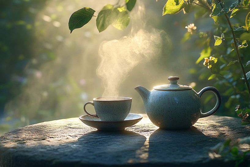 Rustieke theeset in ochtendlicht van Art & Soul Creations