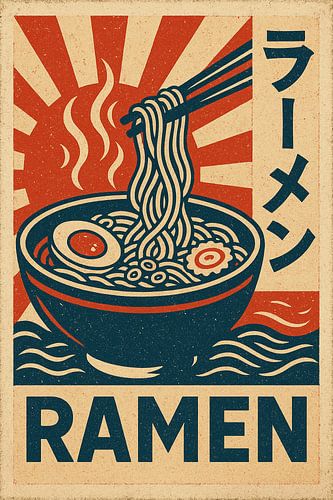 Retro Ramen Poster - Gedurfde Japanse Noodle-kunstdruk