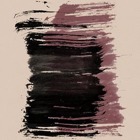 Striche 10 | Schwarz & Kastanienbraun Pinselstrich Abstrakt von Menega Sabidussi