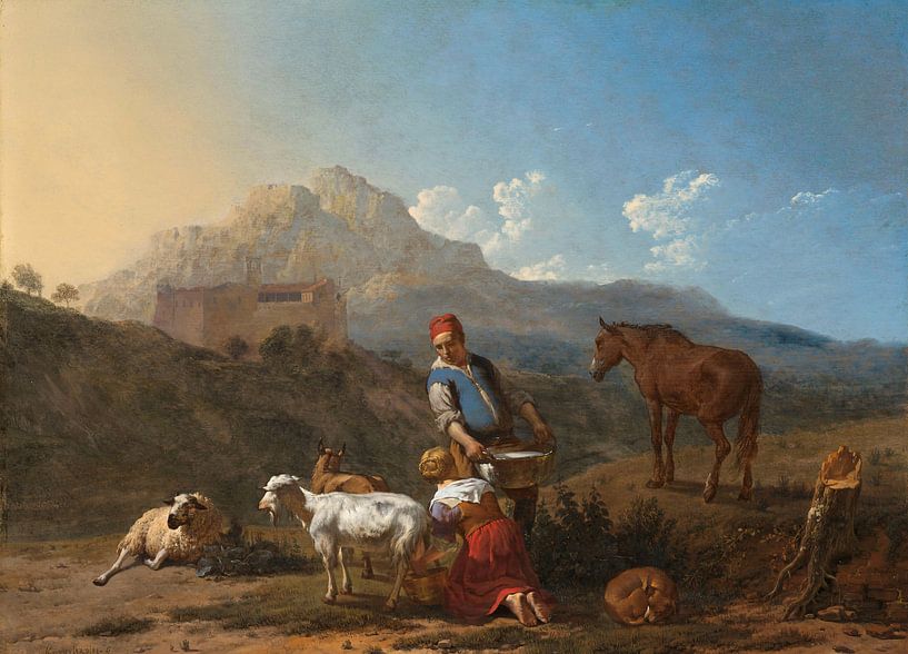 Paysage italien avec l'étoile de lait de chèvre, Karel du Jardin par Des maîtres magistraux