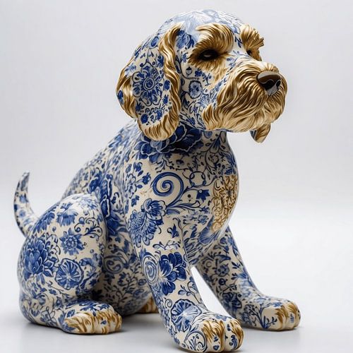 Labradoodle in delft blue