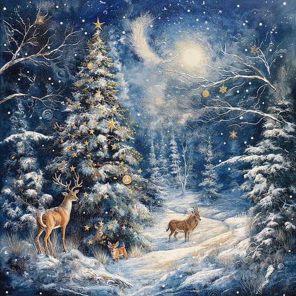 Winter wonderland Christmas art by Mel Digital Art on canvas