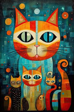 Abstract portret van een kat van Bert Nijholt