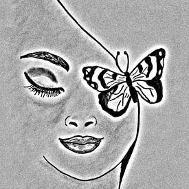 Girl with butterfly by Jose Lok