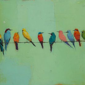 Bunte Vögel auf einer Schnur von But First Framing