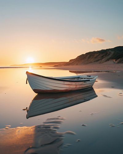 Boat on the empty shore