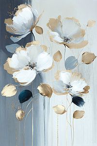 Blumen in Gold und Blau