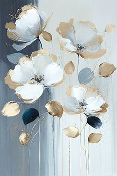 Bloemen in goud en blauw van Bert Nijholt