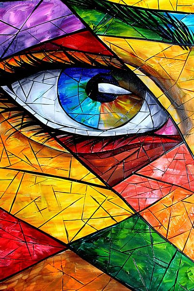 Abstrakte Darstellung eines Auges in vielen Farben von Imperial Art House