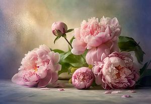 Bouquet de fleurs de pivoines roses - Nature morte sur Joriali