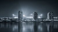 Feyenoord Stadion ‘de Kuip’ Zwartwit Panorama Reflected 16:9 van Niels Dam thumbnail