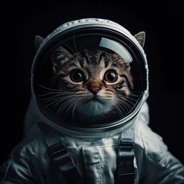 Kat astronaut portret van TheXclusive Art