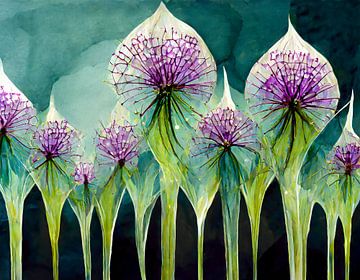 Een rand met Alliums 2 van Pieternel Fotografie en Digitale kunst