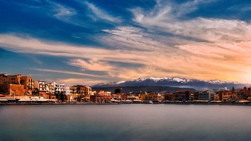 Evening light over Chania harbour
