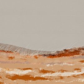 Dunes. Paysage minimaliste abstrait dans des tons chauds et terreux. sur Dina Dankers