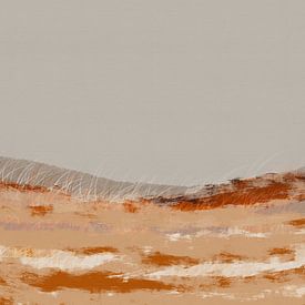 Duinen. Abstract minimalistisch landschap in warme aardetinten. van Dina Dankers