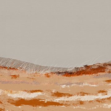 Dünen. Abstrakte minimalistische Landschaft in warmen Erdtönen. von Dina Dankers