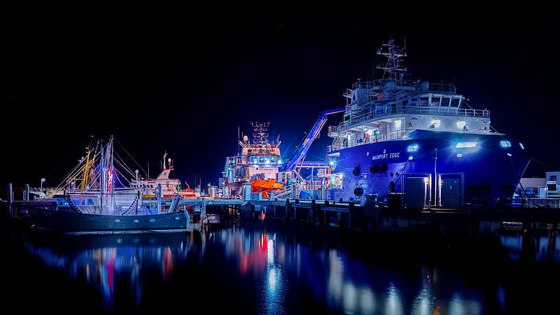 "Harlingen Harbour - Night Silence and Reflection" by Edwin Kooren