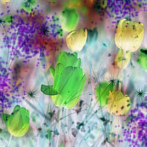 Een dromerige zee van tulpen met een penseeleffect