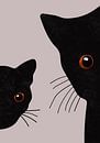 2 chats noirs curieux. par Bianca van Dijk Aperçu