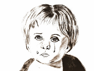 Het huilende jongetje ( tekening )