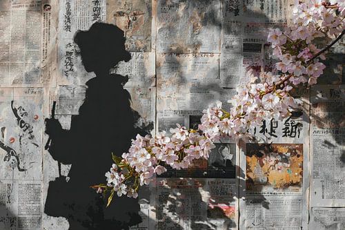 Dromerige Street Art met Japanse invloeden en sakura-bloesem