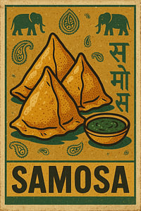 Samosa - Retro Indisches Straßenessen Poster