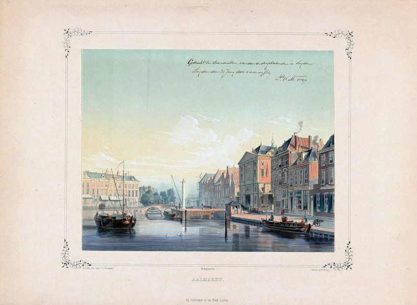 View of the Aalmarkt in Leiden, 1854 by Atelier Liesjes