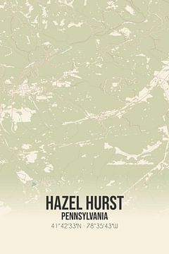 Vintage landkaart van Hazel Hurst (Pennsylvania), USA. van Rezona