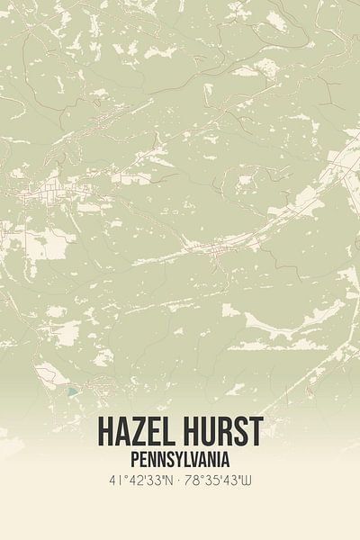 Vintage landkaart van Hazel Hurst (Pennsylvania), USA. van Stad & Wand