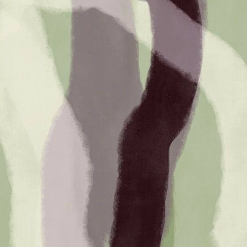 Modern abstract minimalistisch schilderij in lichtgroen, taupe en wit