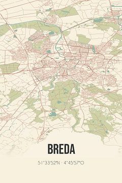 Vintage landkaart van Breda (Noord-Brabant) van Rezona