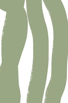 Moderne abstracte minimalistische vormen en lijnen in groen op wit I van Dina Dankers