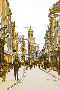 Goldene Zeichnung Haarlemmerstraat Leiden Niederlande