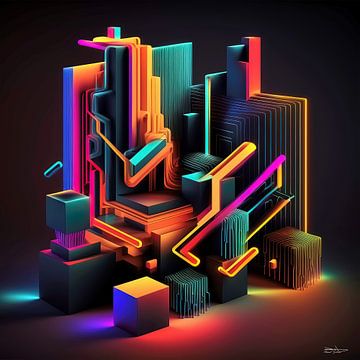 abstrakte Neon-Kunst von Gelissen Artworks