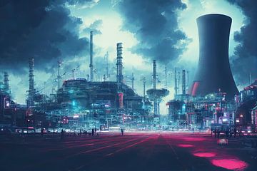 De verlaten energiecentrale van Neo-Megacity van Josh Dreams Sci-Fi