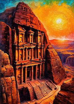 Die antike Stadt Petra bei Sonnenuntergang von MIROKKU