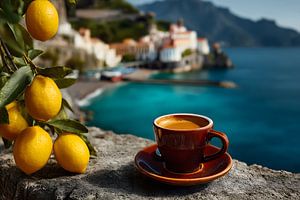 Kaffeezeit über der italienischen Riviera