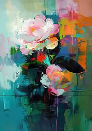 Peinture de fleurs sur Peinture Abstraite