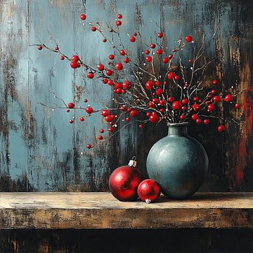 Noël rouge avec vase bleu