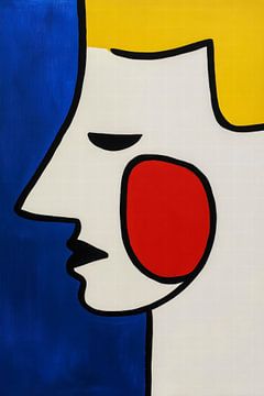 Gezichtsschets in contrastrijke kleuren van Poster Art Shop